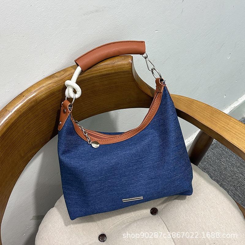 Guangzhou versatile retro denim tote bag women's niche canvas bag shoulder messenger bag commuter style