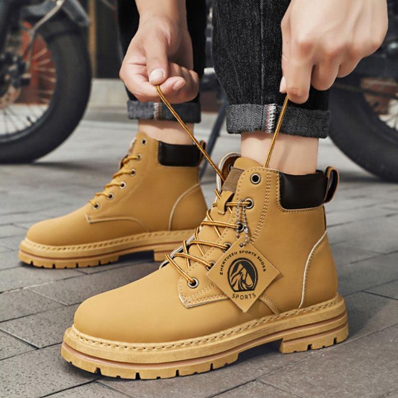 Fashion Motorcycle Boot Autumn WinterHigh Quality High Top Men Boots PlatformNon-slip CasualBooties Outdoor Mountaineering Boots