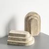 Telazzo Custom Traditional Modern Art Deco Handmade Travertine Stone Bookends Irregular Shape Single-piece Package Birthday