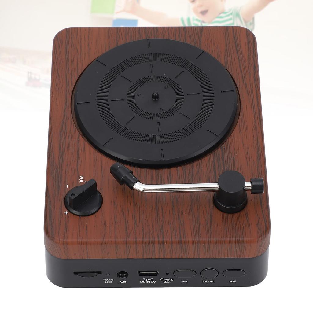 Vintage Mini Bluetooth Speaker Record Player Shaped Desktop Decoration Rechargeable Wireless Speaker