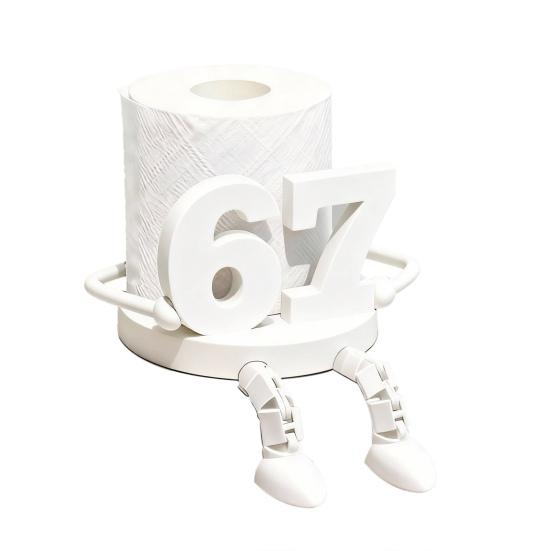 

Reading Buddy Toilet Paper Holder 3D Printed Freestanding Toilet Roll Holder Funny Buddy Bathroom Roll Dispenser with Movable Legs for Home Office B білий