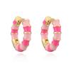 15MM Enamel Dripping Oil Craft Sweet and Colorful Earrings Ethnic Style Personalized Women's Jewelry 1 Pair
