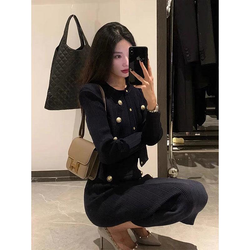 2025 Autumn/Winter Women's Chic Black Dress Set