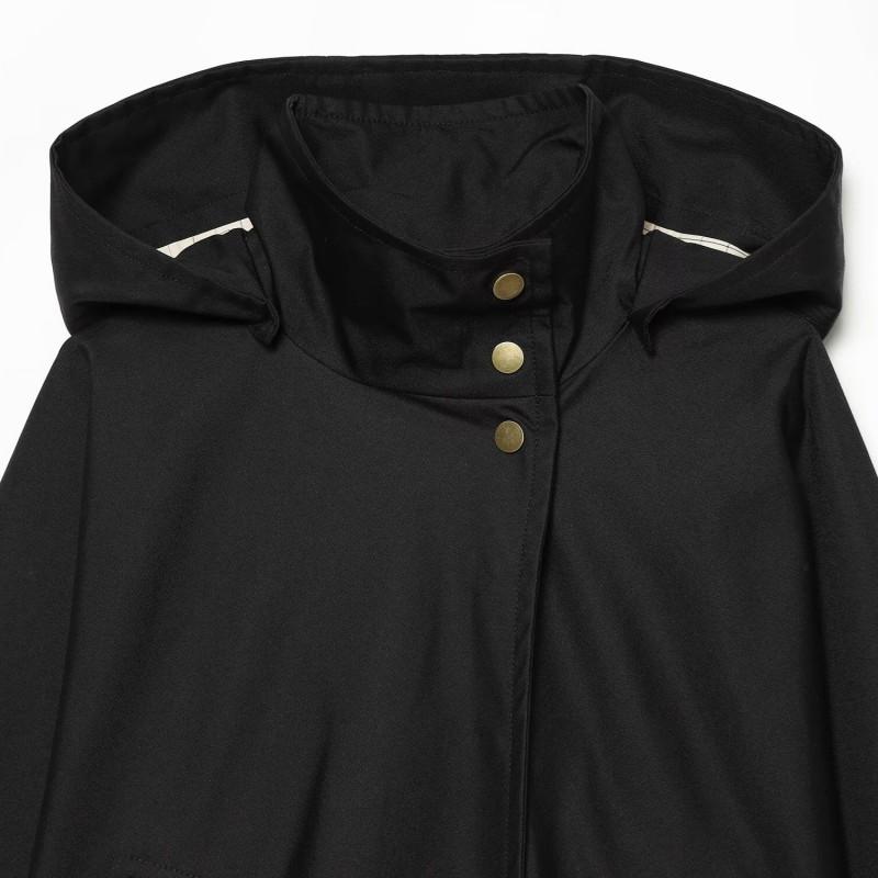 Womens Casual Fashion Stand Collar Hooded Jacket Solid Color Streetwear Outerwear