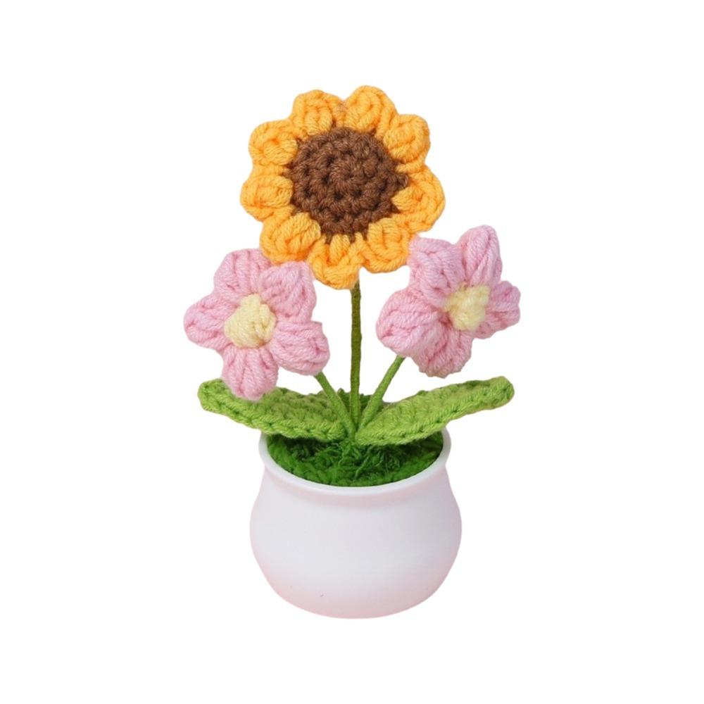 Artificial Flower Sunflower Plants Cotton Knitting Sunflower Ornament Home Desktop Decoration 3