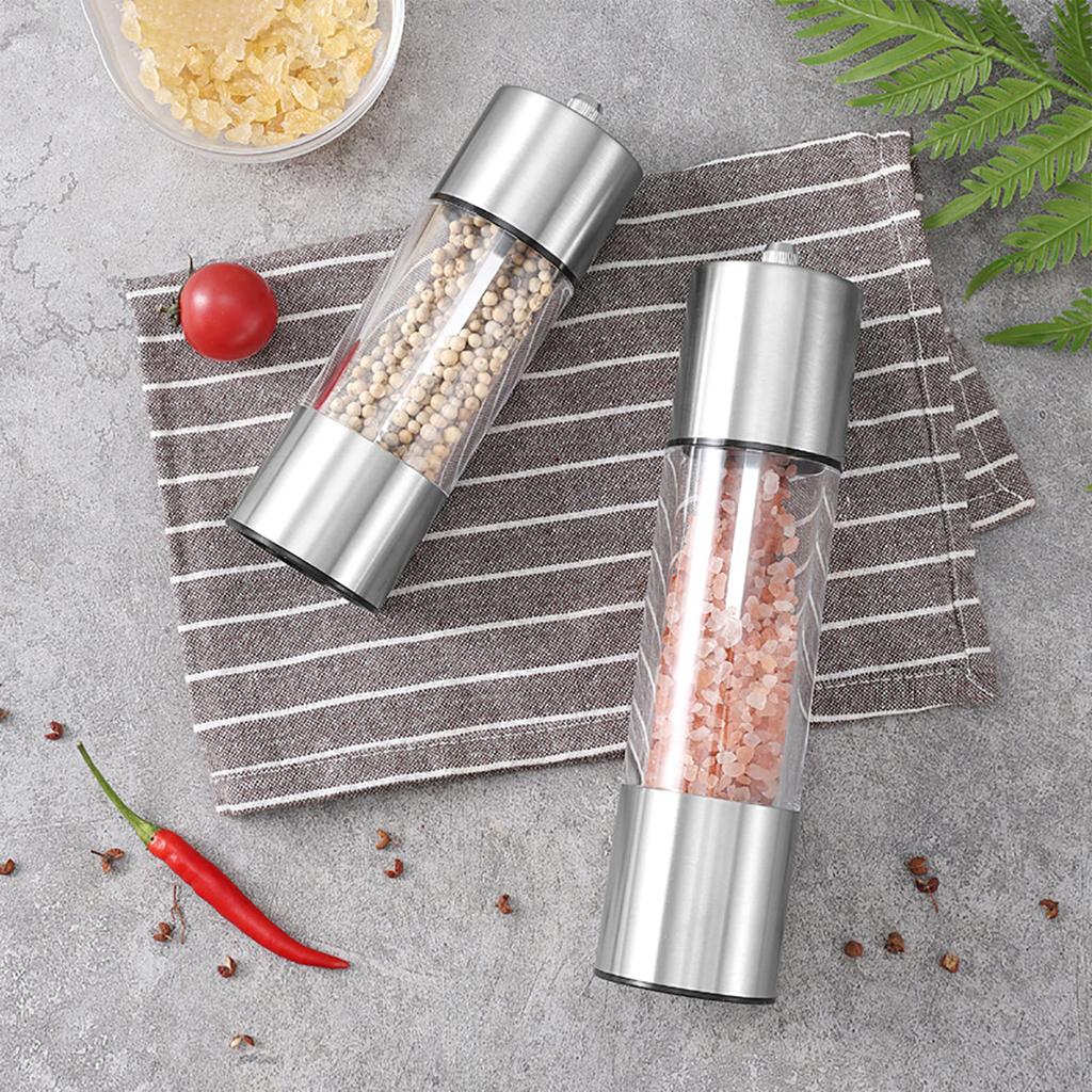 1pc Pepper Grinder Stainless Steel Acrylic Spice Bottle Salt Pepper Mill Manual Spice Grinder Mill Household Kitchen Gadgets