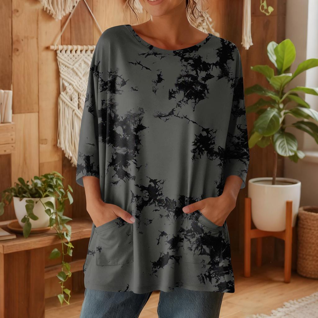 Damen 3/4-Ärmel Shirts Grafik-T-Shirts Shirts Lässige Basic-Tops Pullover