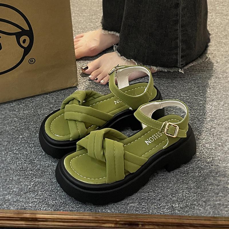 

Niche high-end sandals women s summer skirt 2025 new muffin thick sole with Roman beach shoes 55 stock shoes randomly sent. армія зелений колір