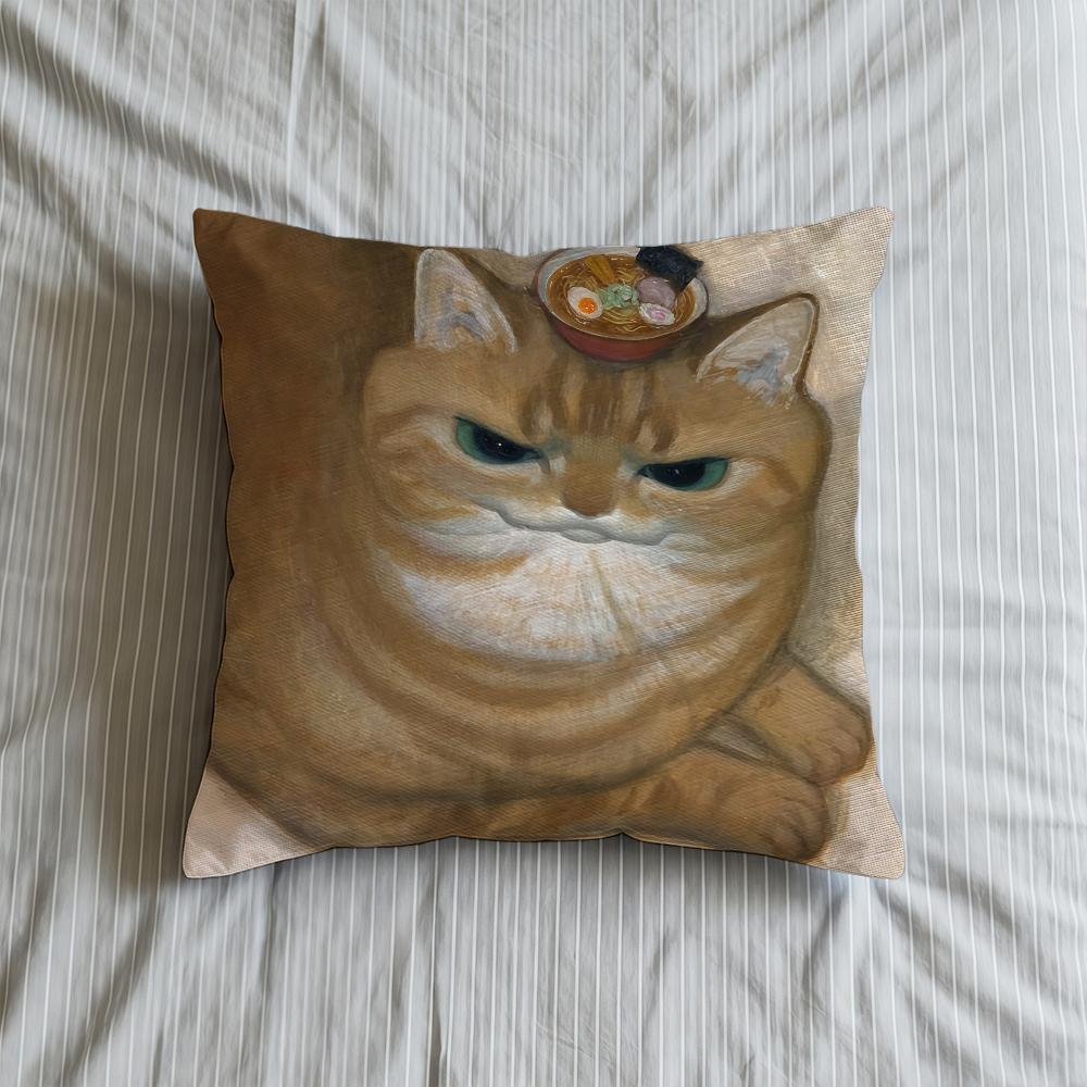 H-Hosono Cushion Cover Soft Case Sofa Living Cute Room Home Comfortable Office Decor Protective Art Cat K-Karin Pillow