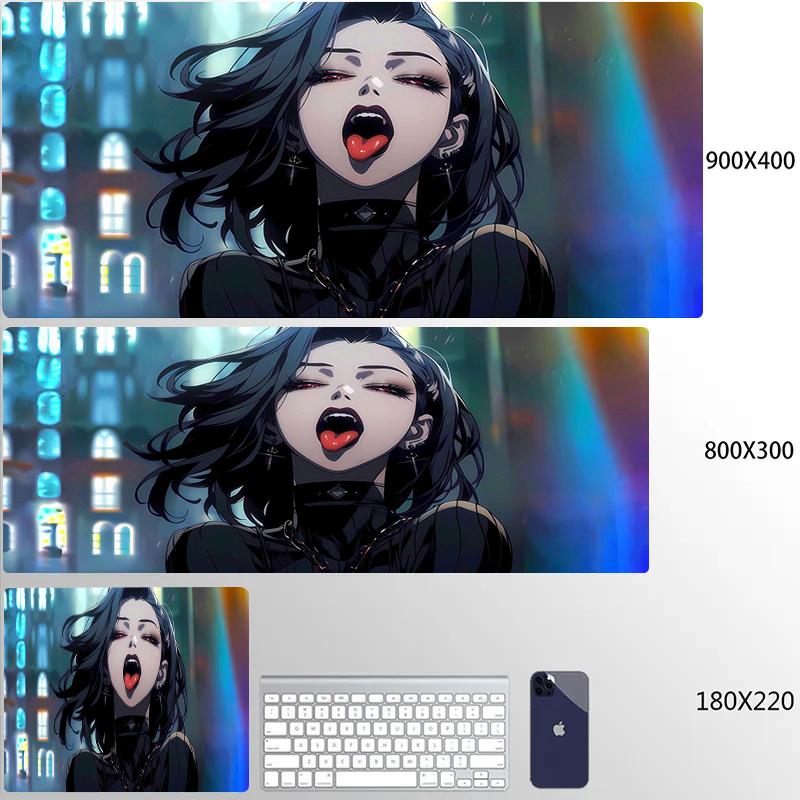 Gaming Mouse Pad HD Print Dark Girl Large Mousepad XXL Rubber Desk Mat for Gamer Desktop Decoration Lock Edge Cool  Mause Mats