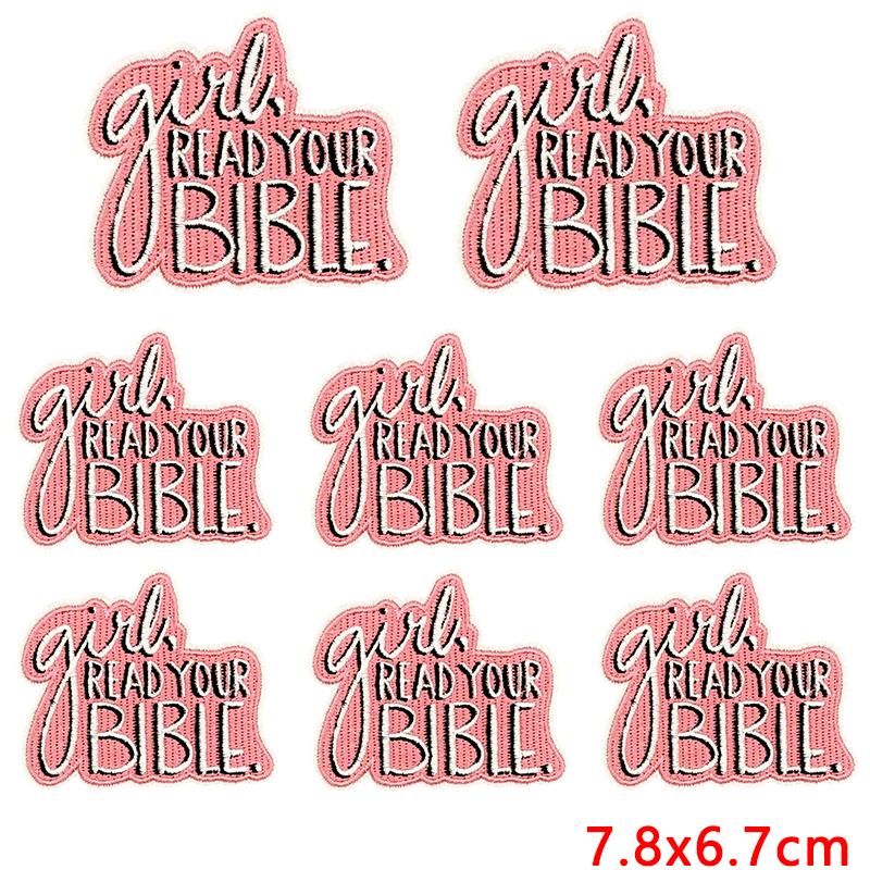 10pcs Wholesale Pink Series Cartoon Letter Slogan Patch Embroidered Patches For Clothes Jackets Hats Diy Iron On Patches Decor 