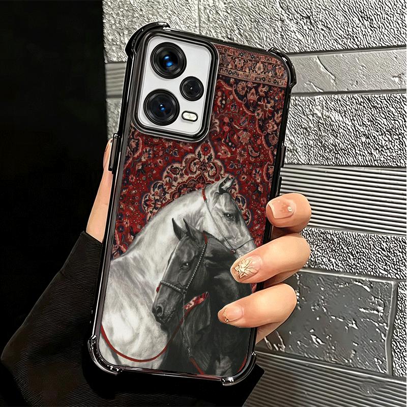 Horse Art Aesthetics Plating Phone Case For Xiaomi Redmi Note 14 15 Pro Plus 13 12 11 11S 11T 10 9S 9 5G Anti-Fall Airabag Cover