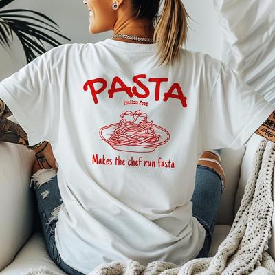 Pasta Makes the Chef Run Fasta - T-shirt Unisex Heavy Cotton Tee Gift