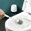 1Set Silicone Head Toilet Brush with Quick Draining Feature Wall-Mount Or Floor-Standing Design Bathroom Cleaning Tool Accessory