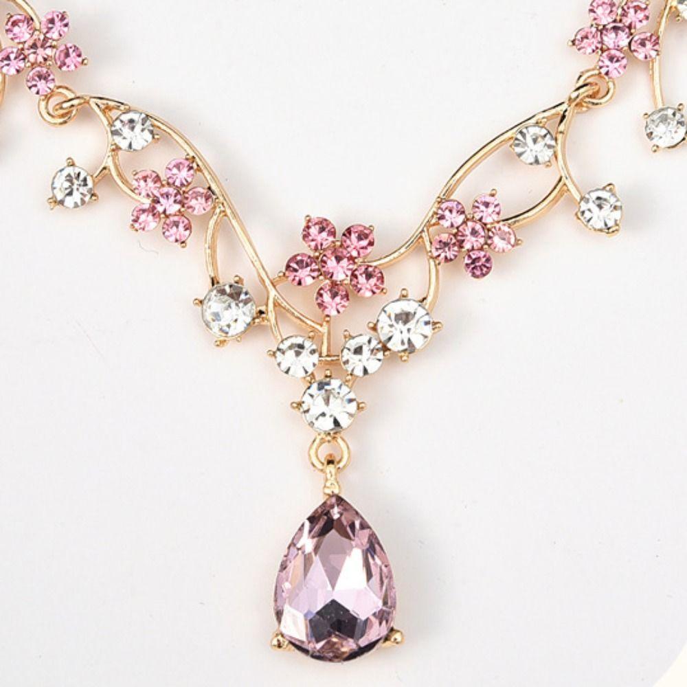 Golden Exquisite Jewelry Sets Shiny Choker Necklace Earring Set  Jewelry Gifts