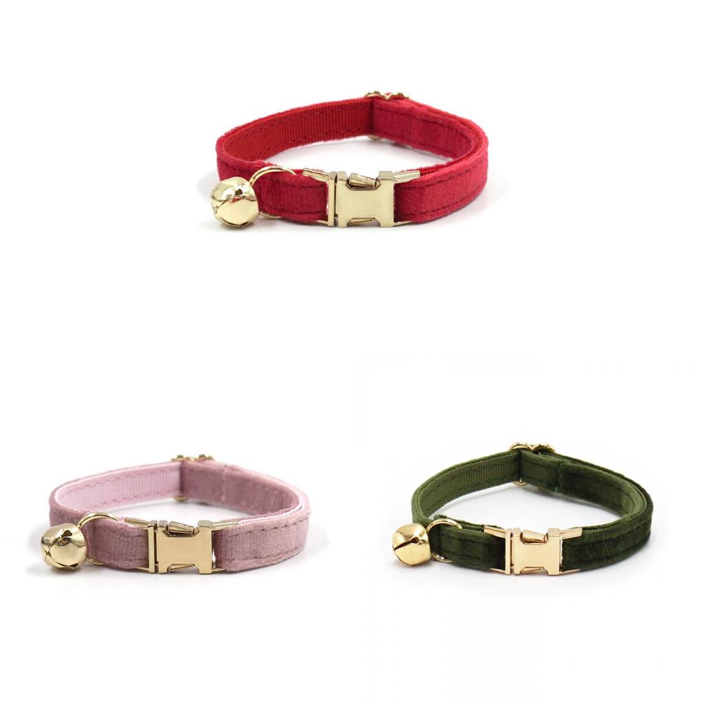 Cat Collar With Solid Color And Bell Decoration For Indoor And Outdoor Use