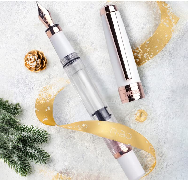 Twisbee Diamond 580 Fountain Pen, White Rose Gold GT, 1.1 Ink, TW100760