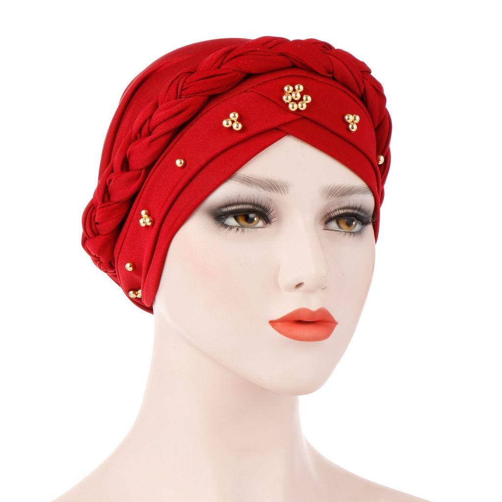 New Asian Style Dome Hat Summer Polyester Beaded Headwrap For Men And Teens