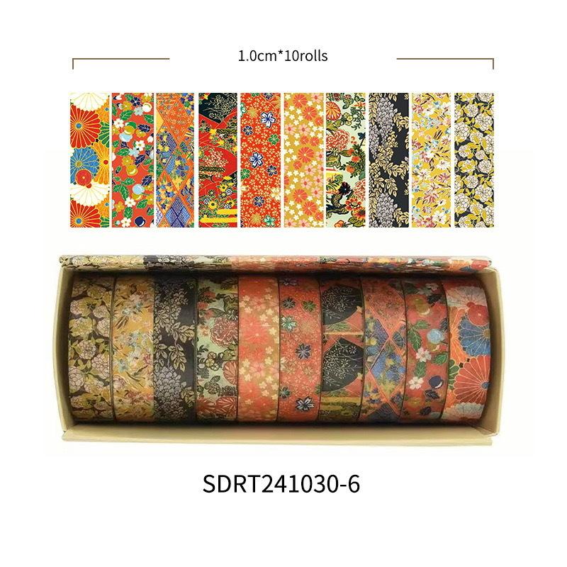 10pcs Ukiyoe Series Paper Tape Set Art Clipart DIY Production and Paper Tape Office School Student Stationery Supplies