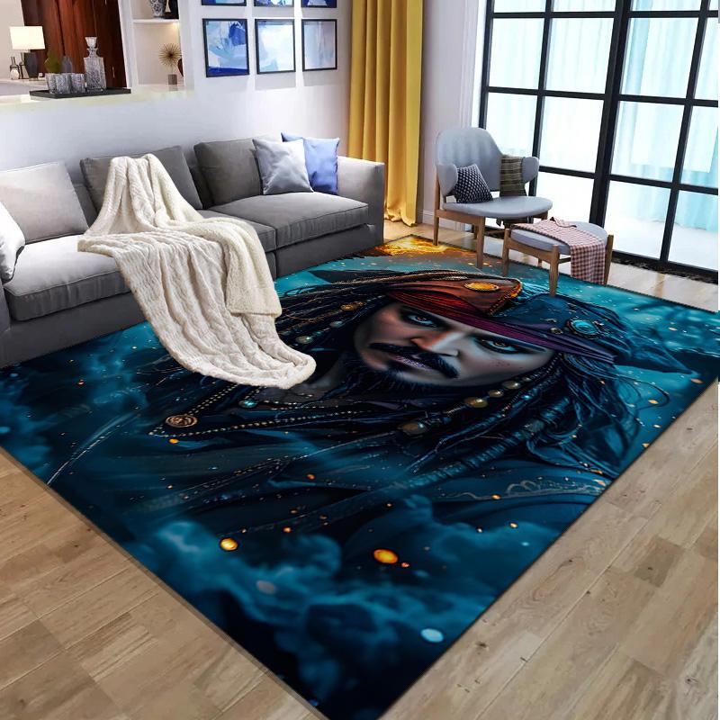 Captain Jack Sparrow Pattern Rug, Indoor/Outdoor Mat, for Picnic, Gameroom, Bedroom, Office, Living Room, Home Decor Carpet, Birthday Gift