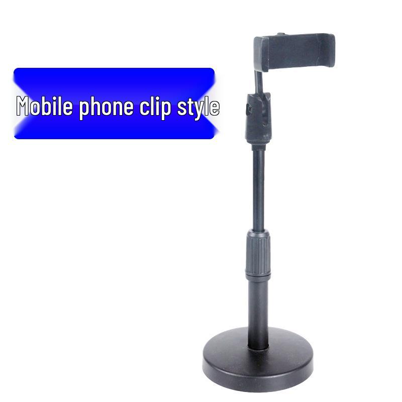 Universal Metal Desktop Microphone Stand with Round Base for Live Broadcast & Multi-Functional Use