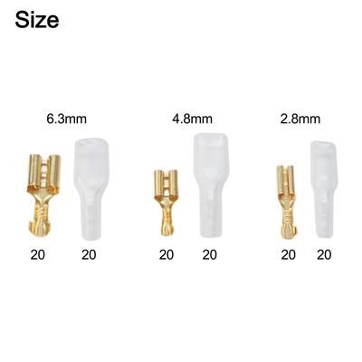 Terminal 120 Piece Copper Wire Spade Lug Terminal Connector Kit Male and Female Connectors with Insulation Sleeves