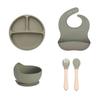 Children's Silicone Plate 5-piece Set, Baby Complementary Food Grid Plate, Maternal and Infant Feeding Tableware Set
