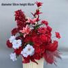 Red Chinese Engagement Wedding Floor Arrangement - Aisle and Stage Silk Flower Decoration