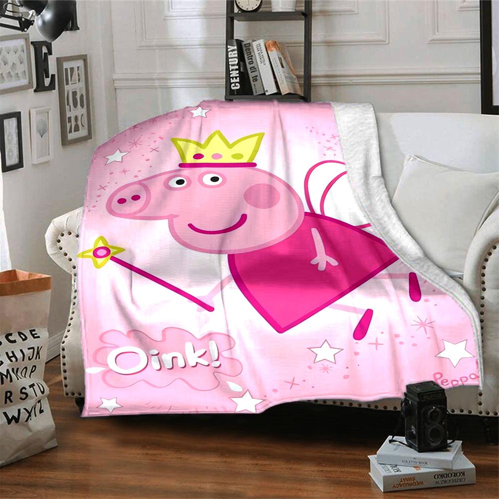 1Pc Peppa Pig Ice Cream Party Blanket For Couch Bed Plush Cozy Fuzzy Blanket Super Soft Warm Blankets For Fall And Winter 0918106