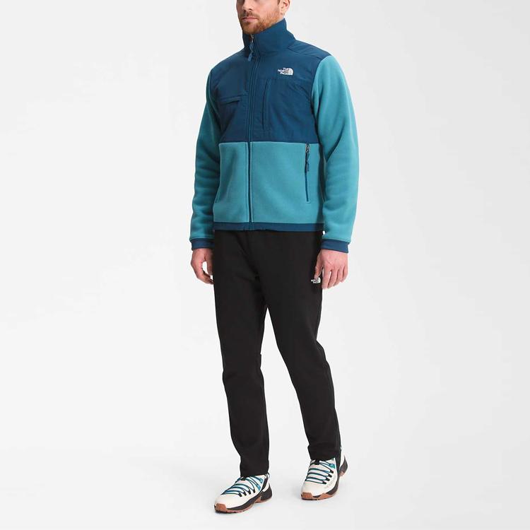 The North Face Velvet Jackets Men's Lake Blue Stand Collar Thickened And Fleece Lined NF0A4QYH-9NQ
