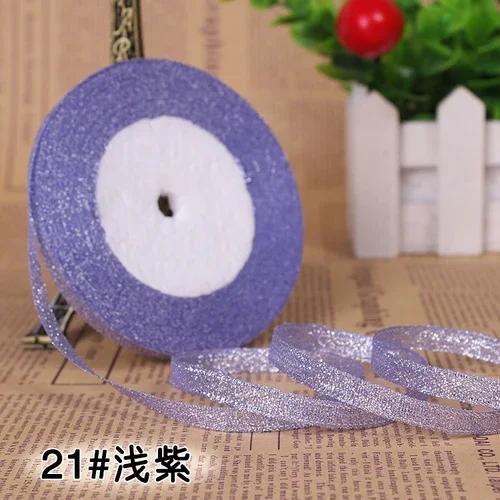 25Yards 6mm Multicolor Silk Satin Organza Ribbon Glossy Glitter Ribbon Wedding Cake Gift Decoration Crafts Garment Accessories