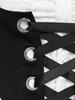Rosegal Gothic Floral Lace Overlay Cinched Ruched Flare Sleeves Lace-up Grommet Corset T-shirt