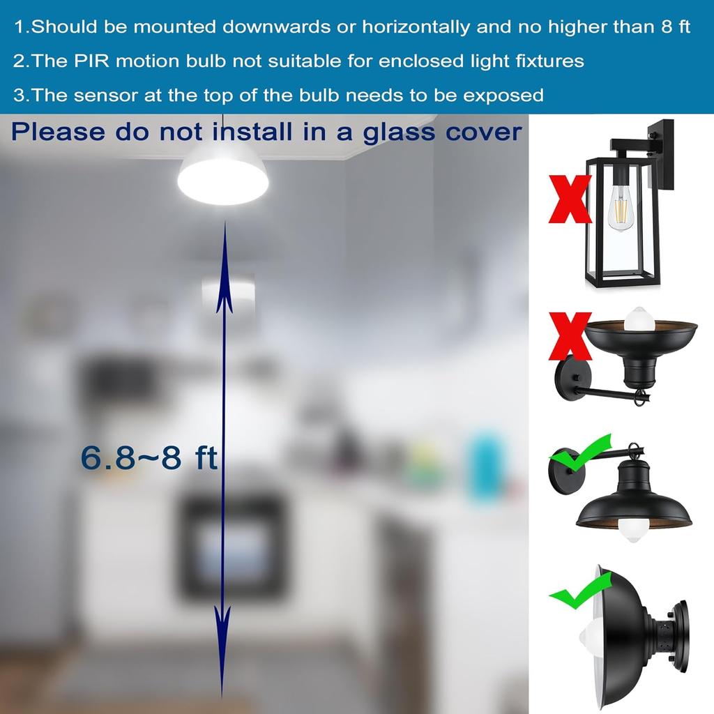 Bewegungssensor-Glühbirnen für Außen und Innen, 9W A19 Bewegungsmelder LED-Birne, 60 Watt Äquivalent, E26 800lm 5000K Tageslicht, Dämmerung bis Morgengrauen Bewegung