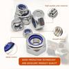 Stainless Steel Nylon Anti-Slip Self-Locking Nuts 100/200 Pcs M3-M10, Nylon Embedded Nuts, Hexagonal Screw Caps