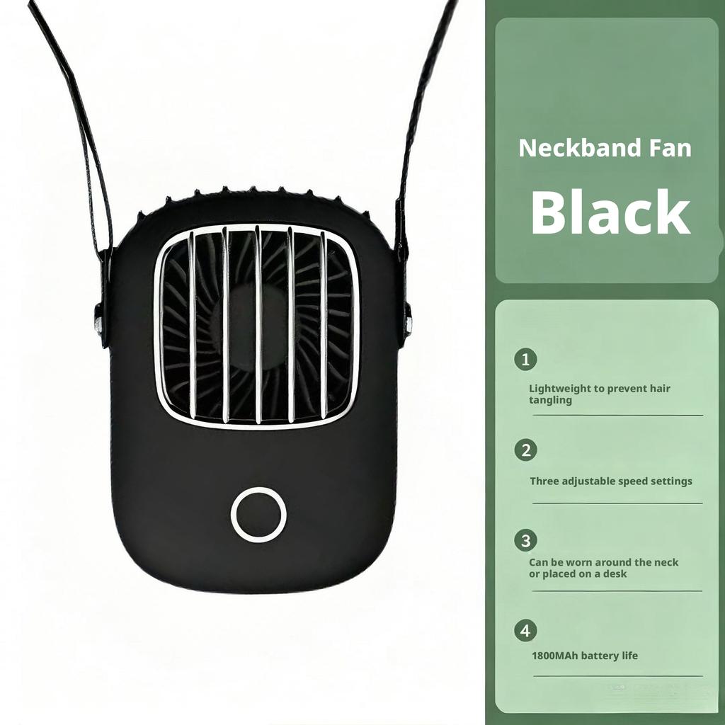 Hanging Neck Mini Fan Hands-free Silent Small Cooling Fan Adjustable Wind Speed Lightweight Personal Fan For Student Office