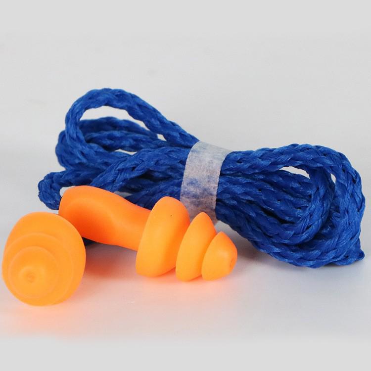 Soundproof Waterproof Silicone Earplugs with Anti-lost Cord for Swimming and Noise Reduction