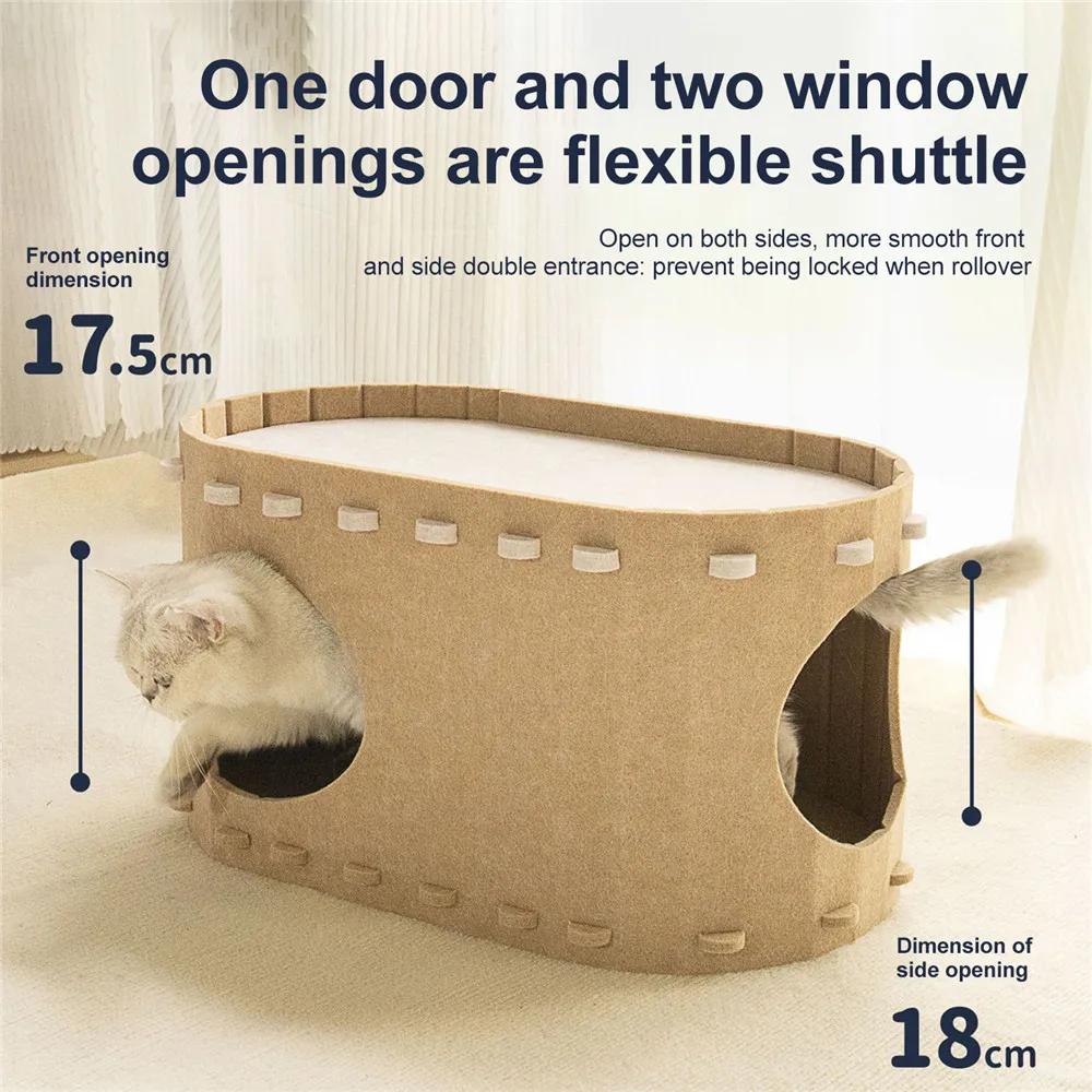 Felt Cats Bed Wear Resistant Pet House Detachable Cat Amusement Park Pets Shelter All Season Universal Pet House Cat Accessories