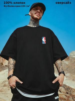 T-shirt da Basket Oversize Nera con Stampa NBA