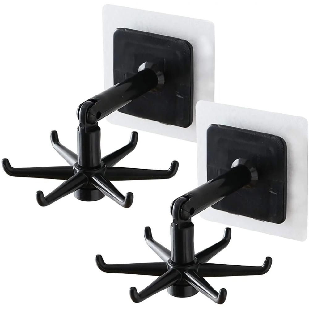 1/2Pcs Kitchen Hook Multifunctional Hook 360 Degree Swivel Rack Bathroom Wall Door Hook Bracket And Storage Spoon Rack Accessory