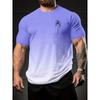 Men's Summer Palm Tree Gradient T-shirt - Fashionable Casual Short Sleeve Round Neck Top