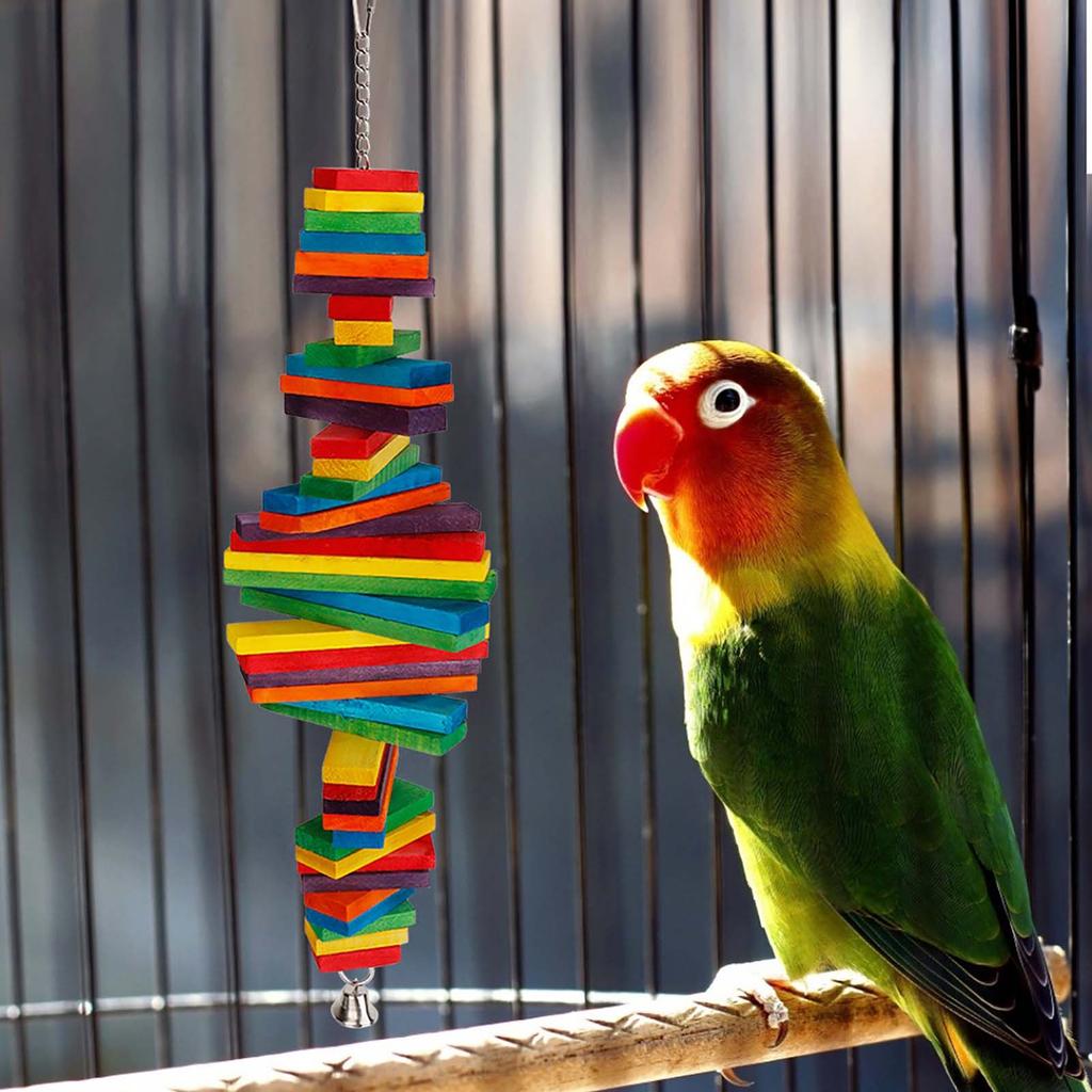 Bunte hölzerne Vogel-Hängeschaukel, Papagei, beißendes Kauspielzeug, Zubehör, zufällige Farbe