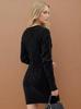 2025 Autumn/Winter Women's Mid-Length V-Neck Cable Knit Dress