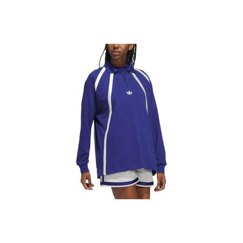 Adidas Originals Rugby Long Sleeve Polo Shirt Unisex Blue