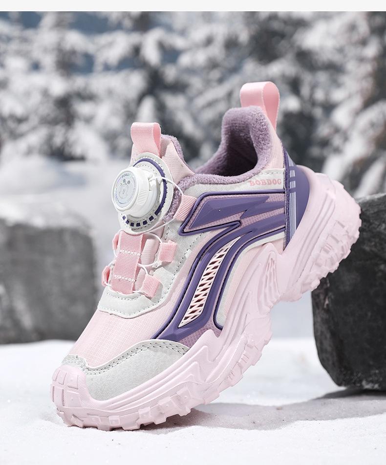 Bobodou Mädchen Winter-Sportschuhe 2025 - Warme, Samt gefütterte Laufschuhe für Mädchen im mittleren und höheren Alter