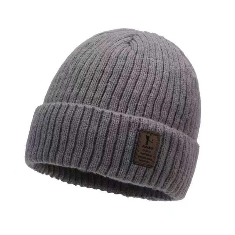 Hat men's winter knitted hat fleece thickened warm wool hat cotton hat winter riding windproof cold hat head