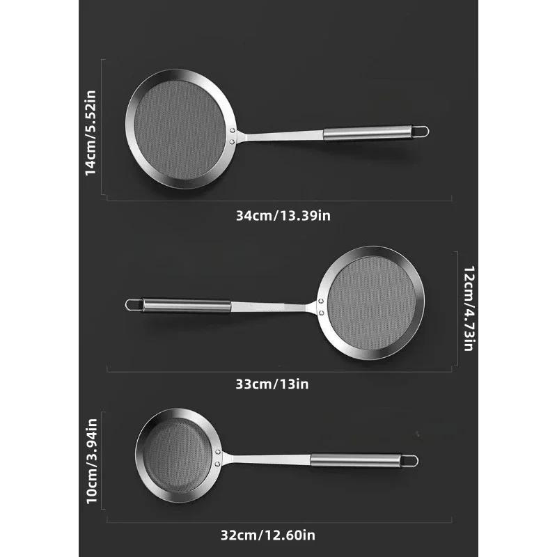 Fine Mesh 304 Stainless Steel Strainer Sieve Juice Egg Filter Colanders Coffee Tea Vegtables Filtering Food Kitchen Accessories