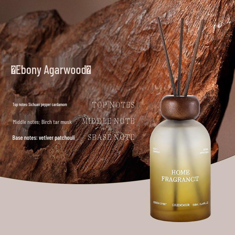 Ebony Agarwood Aromatherapy Flameless Diffuser: Long-Lasting Essential Oil Scent Ornament for Bedroom and Bathroom Deodorizing. 200ML