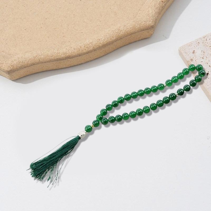 Natural Crystal Beads Necklace with Large 12mm Beads Detail Tassels Chain Gift Everyday Wear for Special Occasion