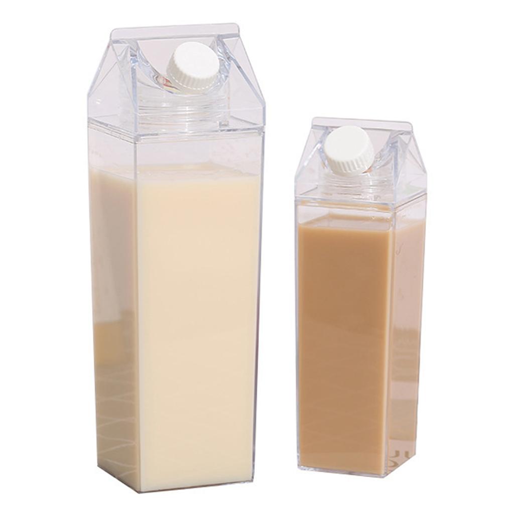 Transparent Milk Carton With Lid Easy Cleaning Portable Water Cup For Indoor Outdoor