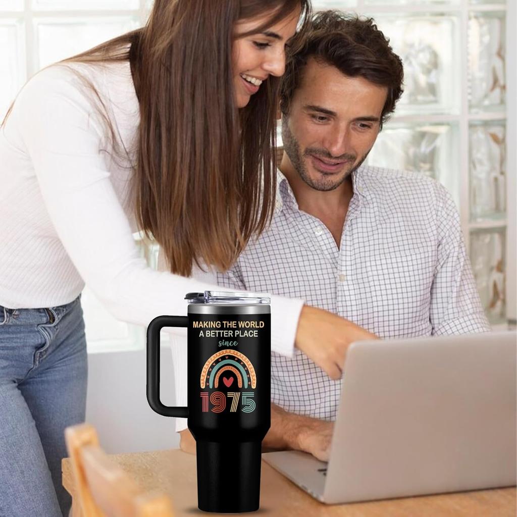 50th Birthday Gifts for Men/Women, Vintage 1975 Birthday Insulated Tumbler 40oz, 1975 Birthday Gifts for Men, Birthday Gifts for Men Turning 50 Year